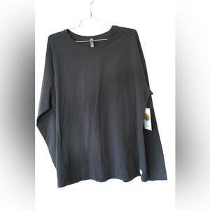 Vuori Lux Performance Yoga Long Sleeve Heathered Black Size Large Athletic